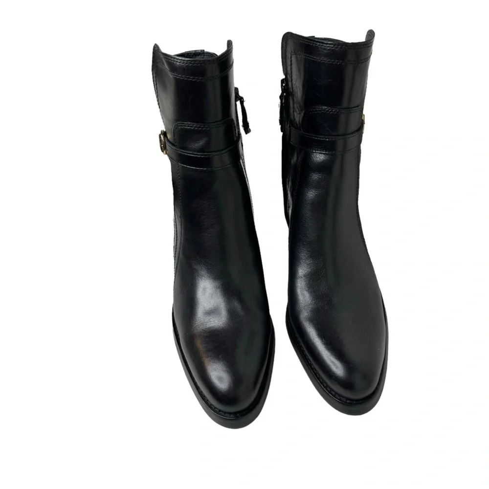 Sam Edelman Simona Block Heel Bootie Black Leather‎ 9.5